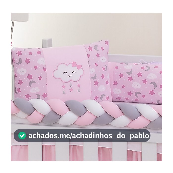 Kit Mini Berço Menina 6 Peças Completo Classic Com Saia De Berço - Pronta Entrega