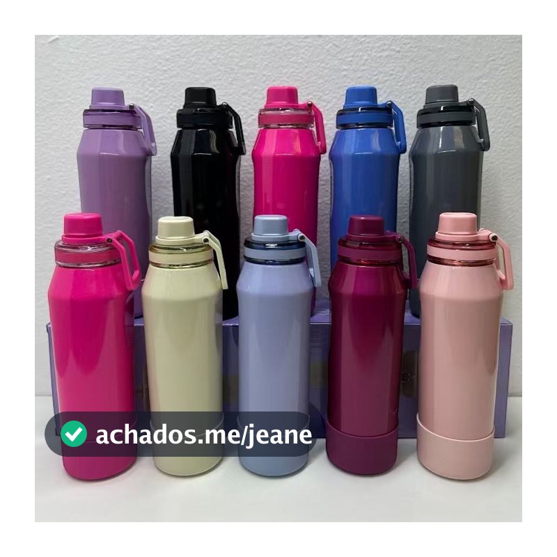 Garrafa Térmica Inox 500ML 750ML 1000ML l Esportiva Academia com Capa Silicone Gelada Quente  Hydra-Brilhate