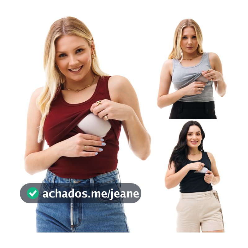 Kit 3 Regatas Amamentação ItsBella Gestante Maternidade Pós Parto Conforto Praticidade