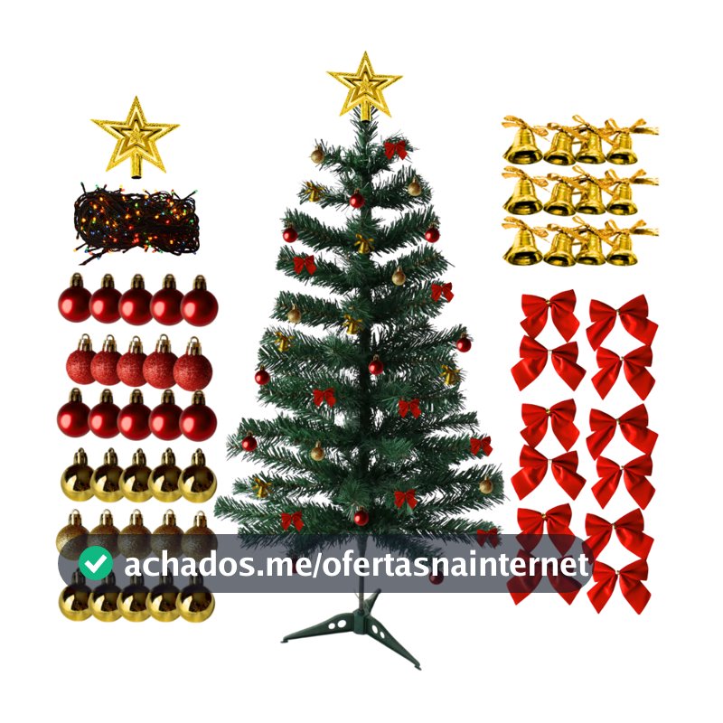 Árvore Natal 120 Cm Verde Grande Com Enfeites Variados Decorada