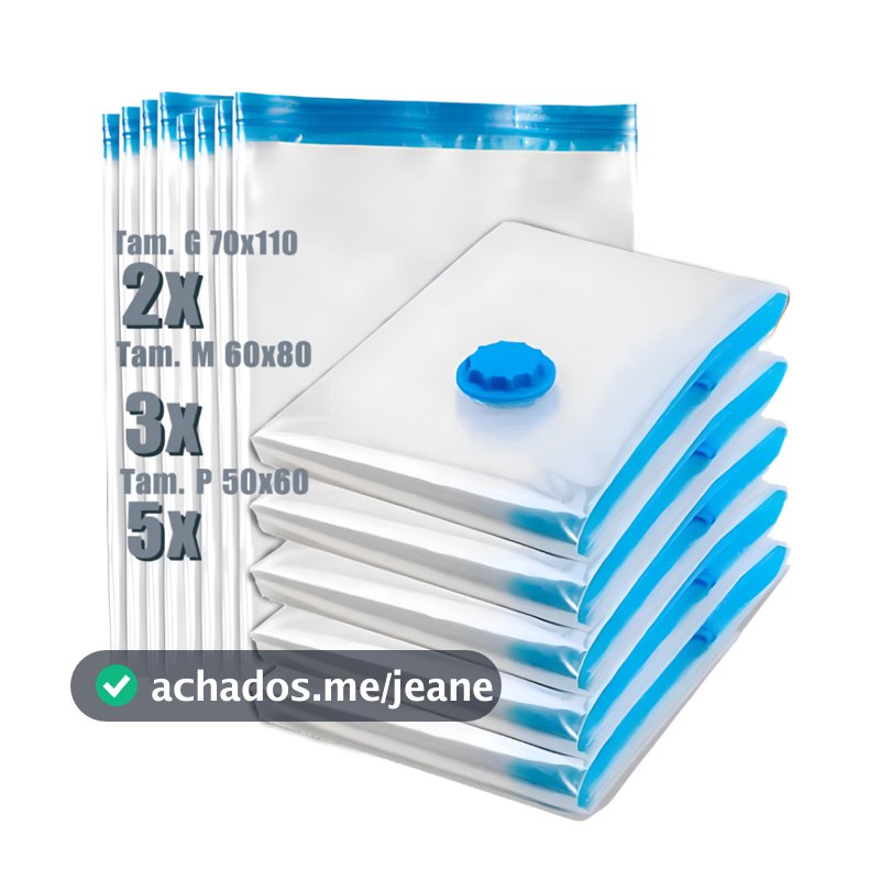Kit 10 Sacos A Vácuo Roupa Com Bomba Edredon Guarda Roupa Cobertor Casaco