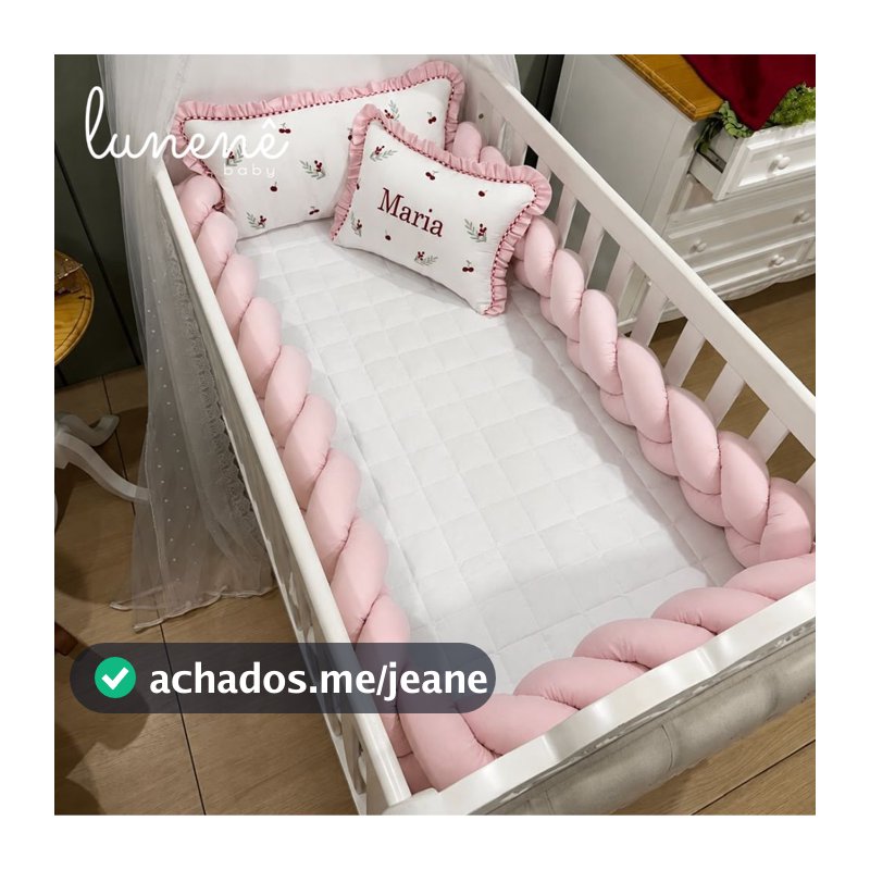 Enxoval de Berço 06 Peças Cerejinha Percal Rosa 160 Fios 4629