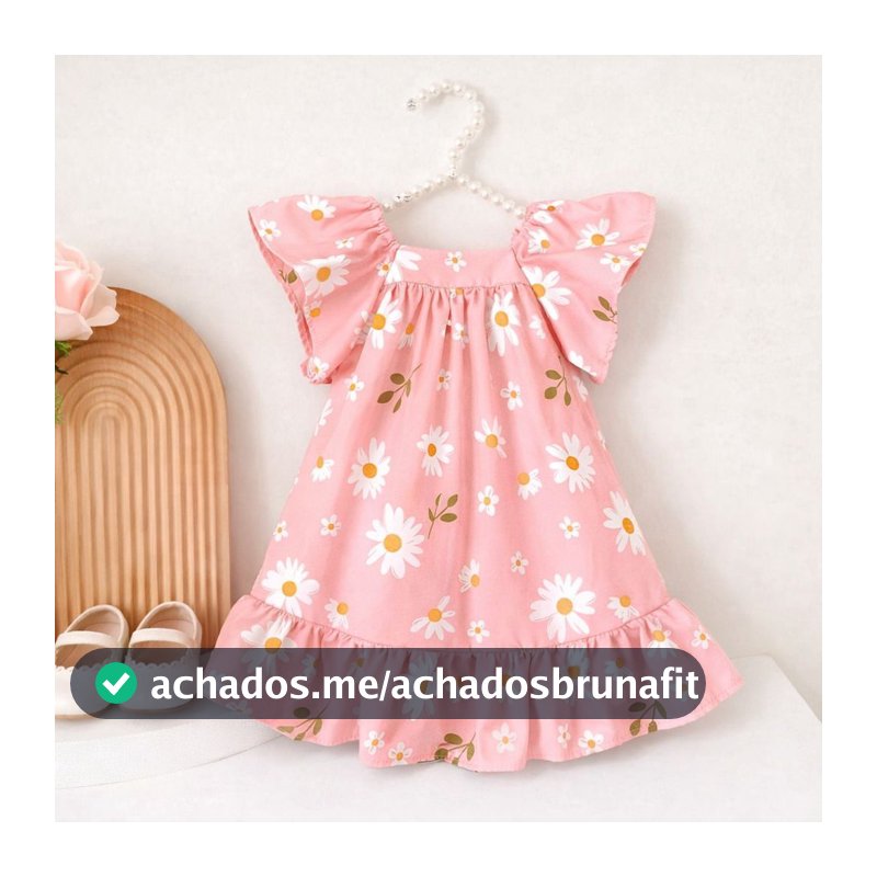 Vestido Infantil Princesinha Estampado Tecido Rodadinho com Manguinha
