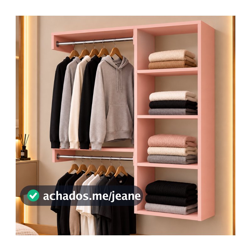 Closet Aberto Arara Suspenso De Parede Cabideiro  - Closet 67