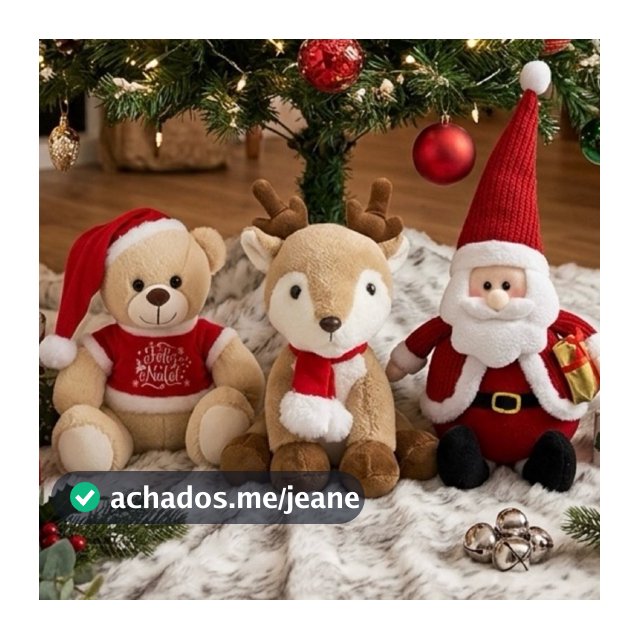 Urso de Pelúcia de Natal Decorativo com roupa Presente de Natal Decoração Enfeite Papai Noel Premium