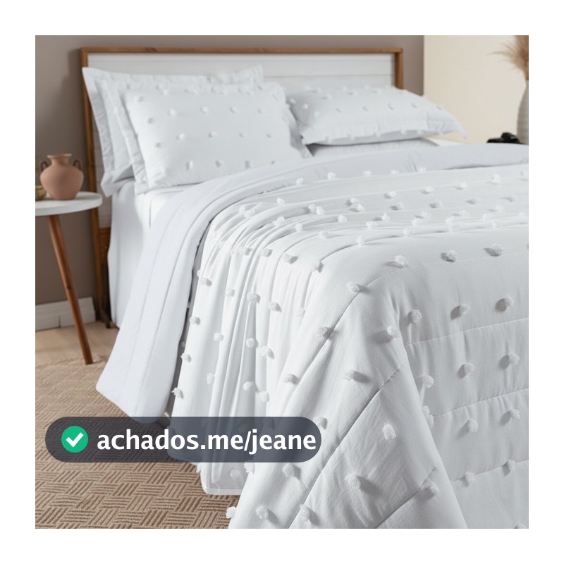 Colcha cama KING Pompom Cobre Leito dupla face micropercal 300 fios 2,80 x 2,40 m