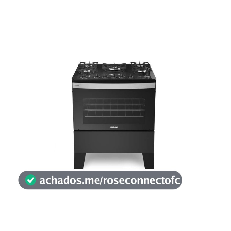 Fogão Itatiaia Itaglas Piso 5 Bocas Preto Mesa Vidro Bivolt