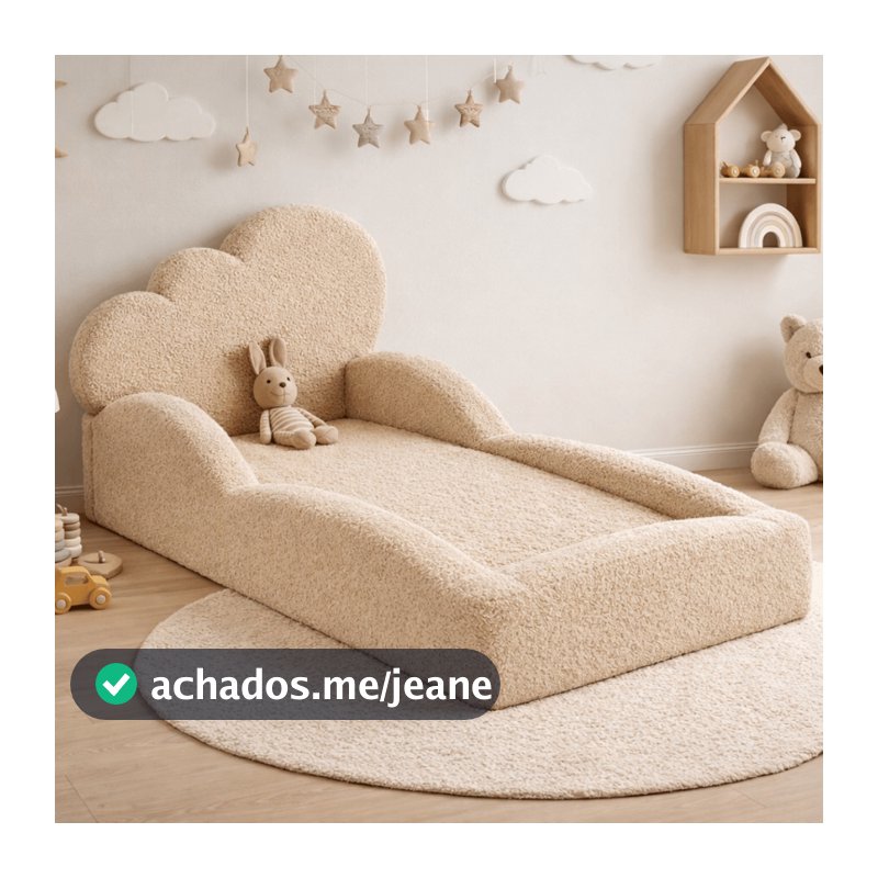 Cama Montessoriana INFANTIL (174x94 cm) - Modelo NUVEM -  Tecido BOUCLÊ