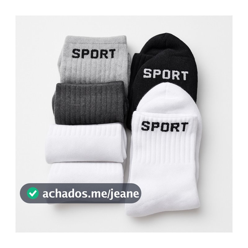 12 Pares de Meias Cano Alto Algodão Unissex 37-46