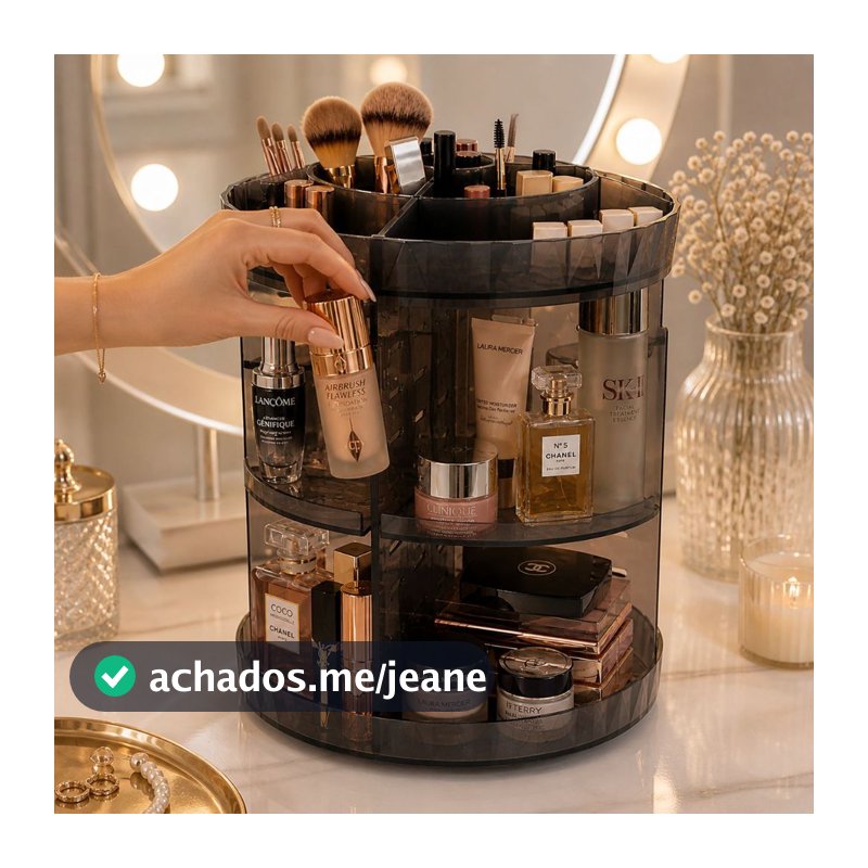 Organizador de maquiagem Acrílico  Giratório 360º Suporte Para Cosméticos