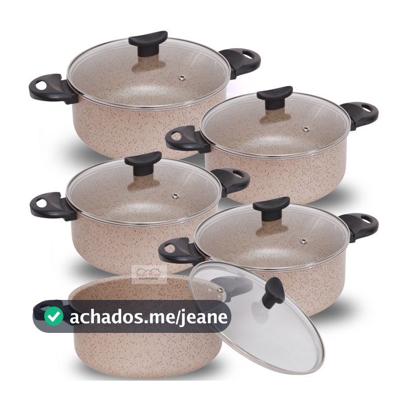 Jogo de Panelas Caçarolas 16 a 24 Soft Creme Antiaderente Teflon Panelas Grande