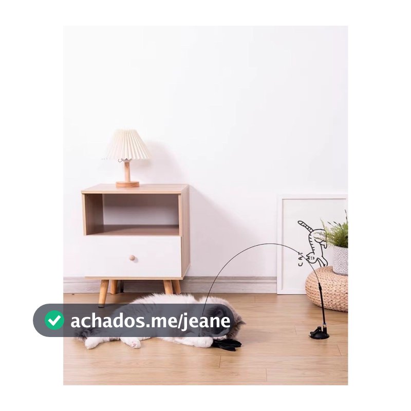 Brinquedo para Gatos com Pena e Sino, Varinha Longa com Ventosa, Antiestresse e Autodiversão