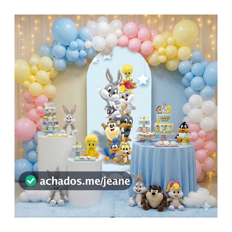 Capa Festiva Painel Romano Decoração L00ney Tones Lançamento Infantil Aniversario Festa Bibi Painéis