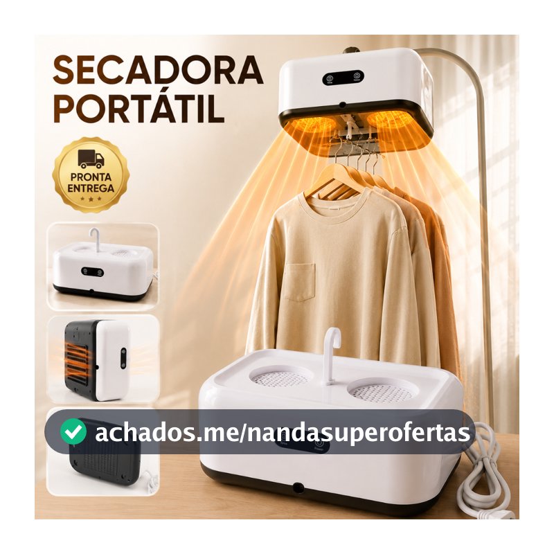 Secador Portátil de Roupas Elétrico com Varal Dobrável e Forro Protetor