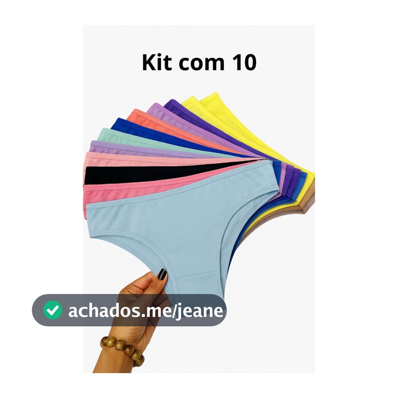 Kit Até 10 Calcinhas 100% Algodao Basica dia a dia Conforto Lisas