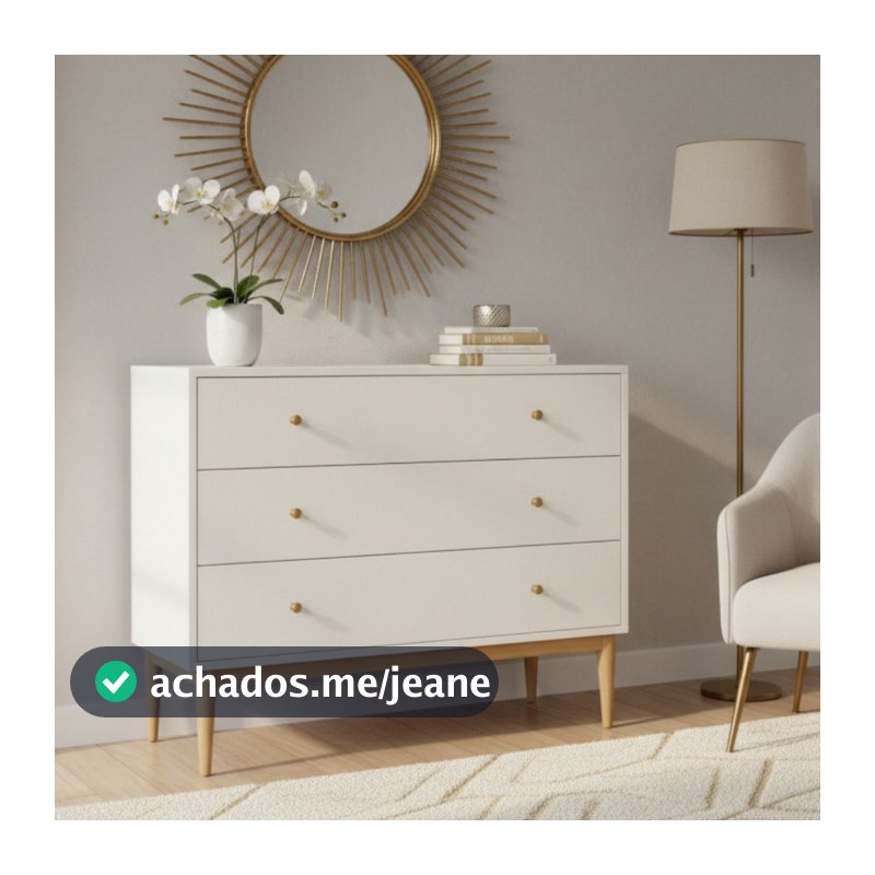 Cômoda Elegance 3 Gavetas Luxo Moderno Design Premium varias cores Pés Palito retrô madeira