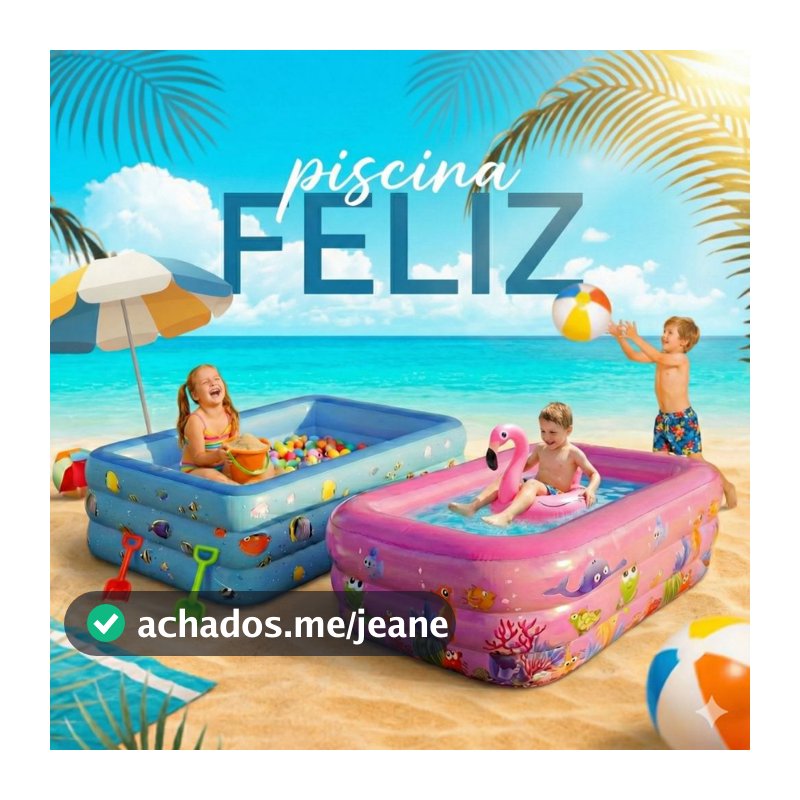Piscina Infantil Inflável 3 Anéis Retangular 150cm Rosa e Azul Diversão no Verão