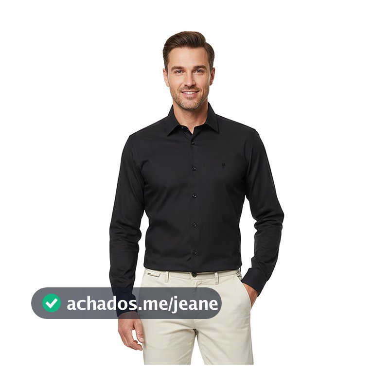 Camisa Masculina Slim Fit Premium Polo Wear Preto
