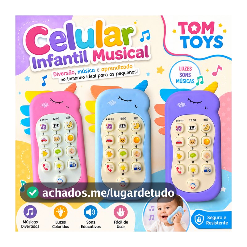 Celular Infantil Telefone Interativo Musical Unicórnio Bebê ou celular Dinossauro