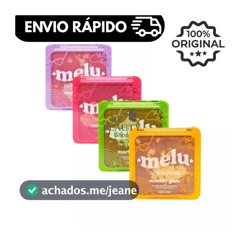 Iluminador Facial Marble Glow Melu by Ruby Rose – Alta Pigmentação Cremoso Compacto RRF860