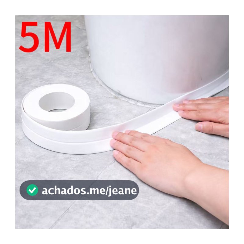 Fita Selante Adesiva PVC 3M/5M/10M Kit 1/2/3 Impermeável para Cozinha Banheiro Pia Vedação Anti Vazamento