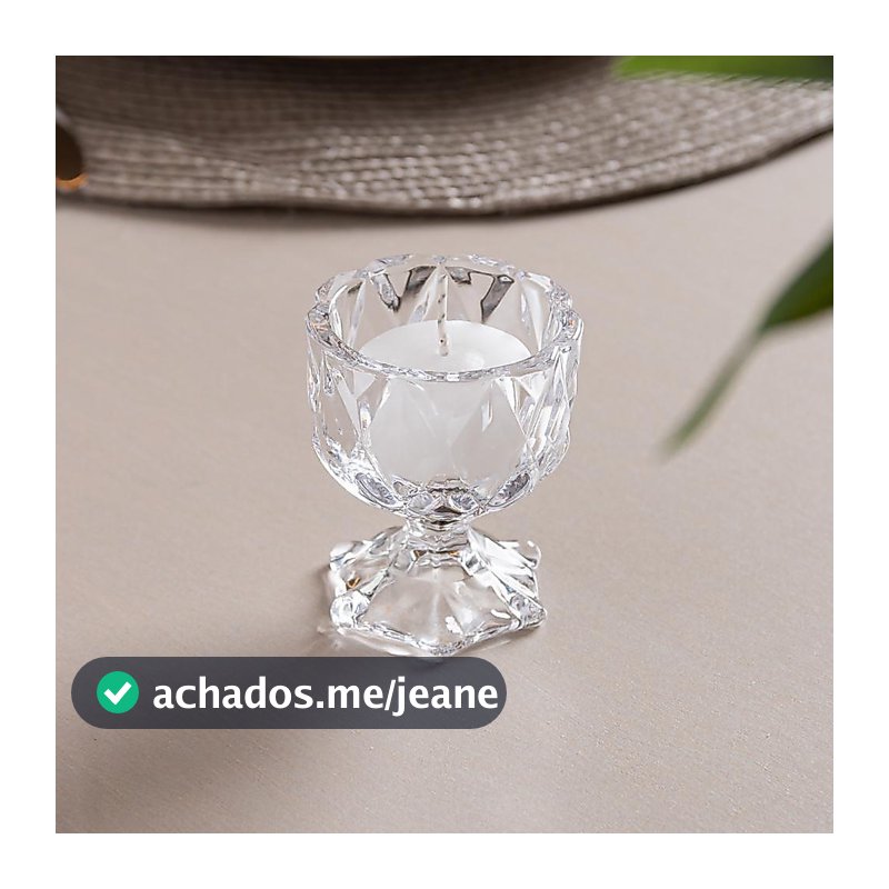 Porta Velas Deli Diamond 6,5cm Cristal Lyor para Vela Decoração Mesa Jantar Aparador Lavabo Elegante Aconchegante de Lar