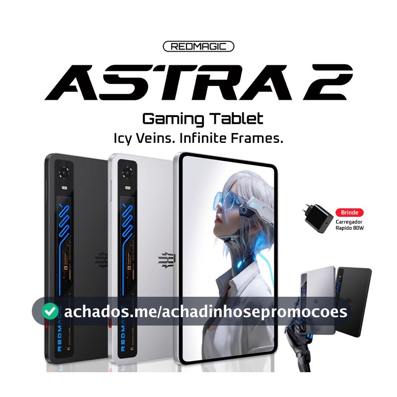 REDMAGIC Astra 2 Gaming Tablet Mini 9.06'' OLED 8300mAh 8 Elite Gen 5,  Refrigeração líquida, 12/16GB+256/512GB