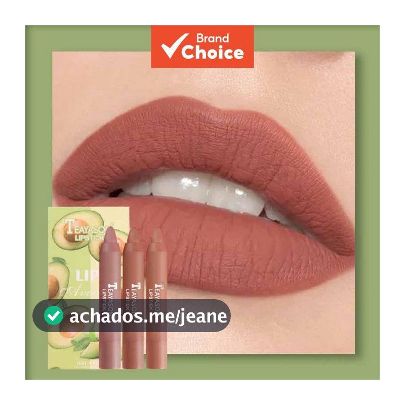 Conjunto de 3 Batons de Longa Duração: Não Transfere, Brilho Labial Hidratante, Tons Nude