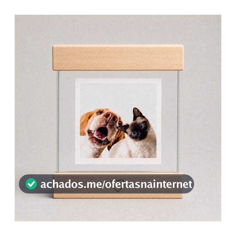 Quadrinho de Vidro Com Moldura De Madeira 10x10 cm Personalizado