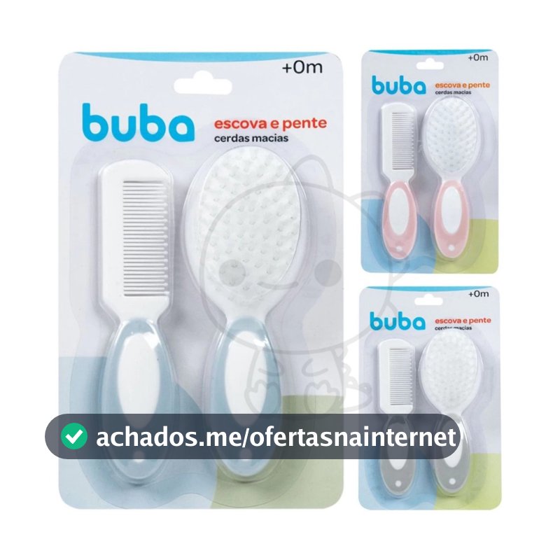 Kit Escova E Pente Cerdas Macias Buba Para Bebê Original Buba Cuidado Pente para cabelo