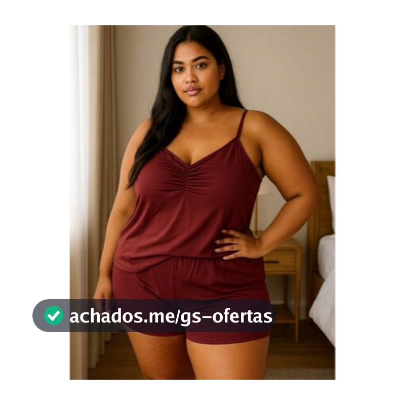 Conjunto de Baby Doll Plus Size em Poliéster Liso Short Feminino Adulto Conforto ao Dormir.