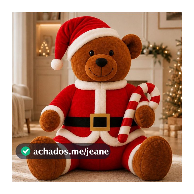 Ursão Papai Noel Inflável Marrom 2,74m Bivolt Marrom/vermelho decoração Natal