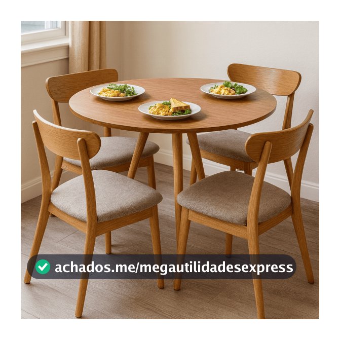 Mesa de Jantar Tampo de Madeira Redondo 70 / 80 cm Base 3 Pés Palito