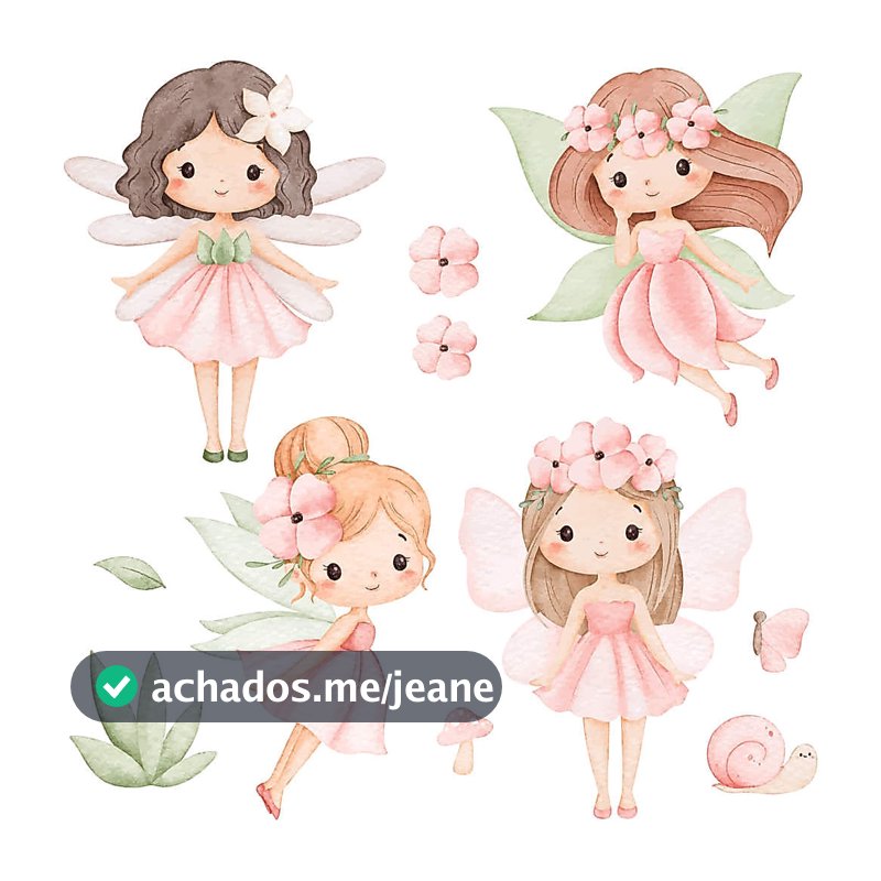 Adesivo de Parede Infantil Fadas Aquarela - 21 adesivos