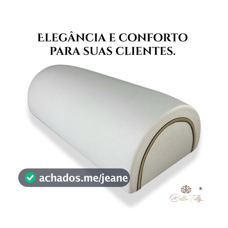 Apoio de mão luxo Bella Tatty Ergonômico Branco com Dourado | Ideal para Nail Design e Alongamento