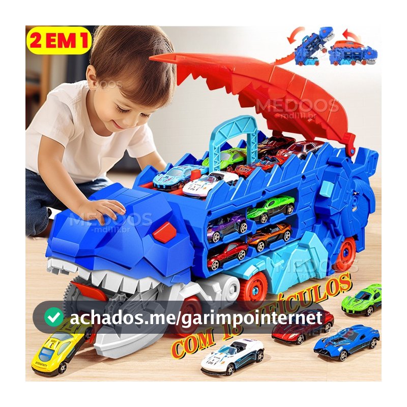 Kit Infantis Grande Brinquedo Carrinho De Dinossauro Carros De Monster Truck Transformes Pista De Com 18 VeíCulos