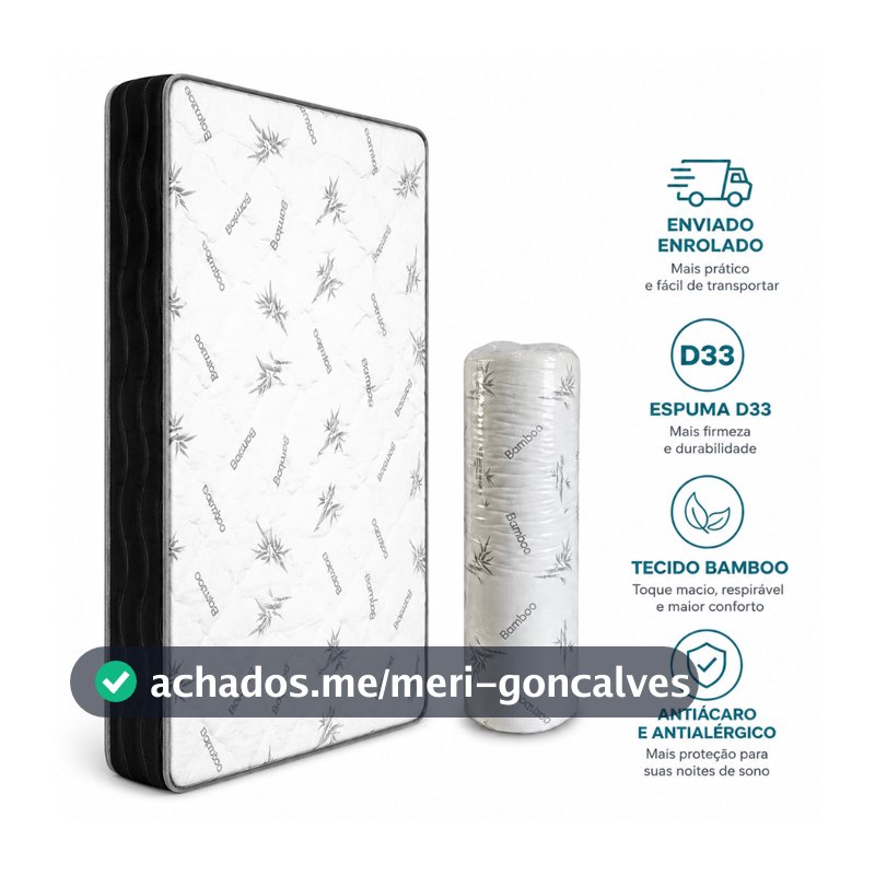 Colchão Tamanho Casal D33 Espuma Certificado Inmetro 188x138x12 Cm Ortopédico Alta Qualidade Conforto e Resistência - AV