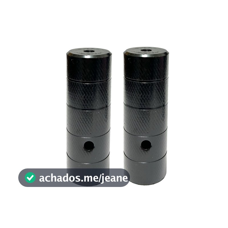 Par de Pezinho 38x110mm Bike NIPARTE Pedaleira Apoio Trolhinha Grossa e Complita de Aço Cor Preta Para Bicicleta