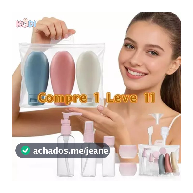 KIT 11 Frascos de Viagem Peças | Recarregável à Prova de Vazamento Cosméticos | Shampoo Loção Creme Spray Portátil-S1