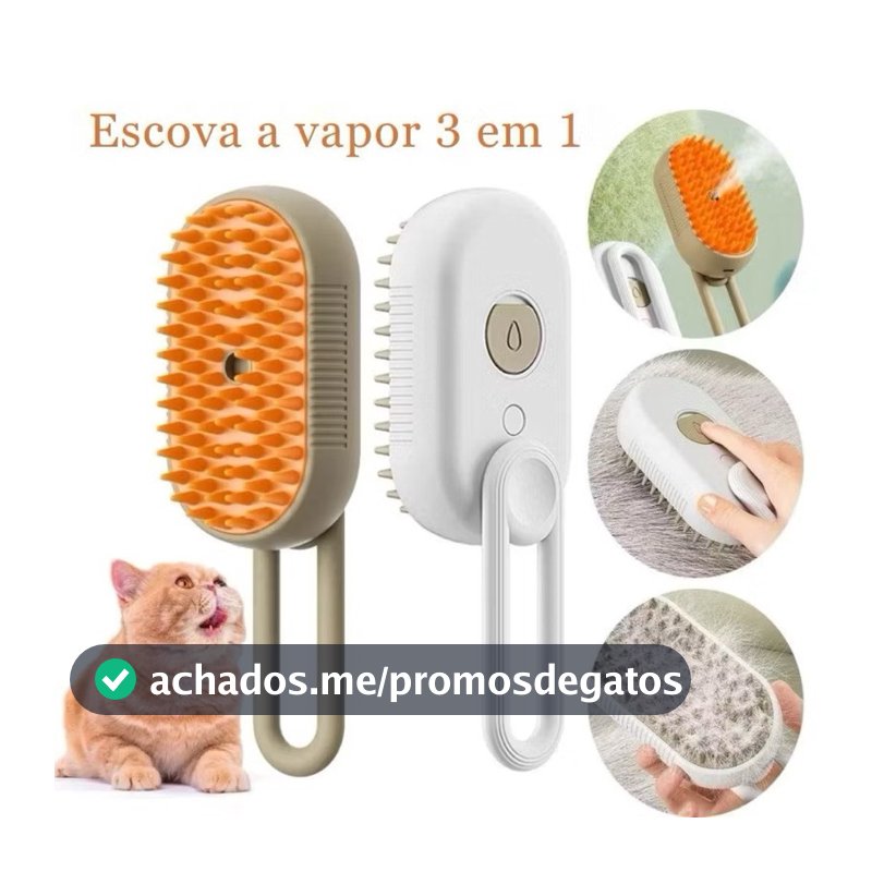 Escova 3 EM 1 A Vapor Para Gato e Cachorro Remoção de Pelos Escova Para Animais