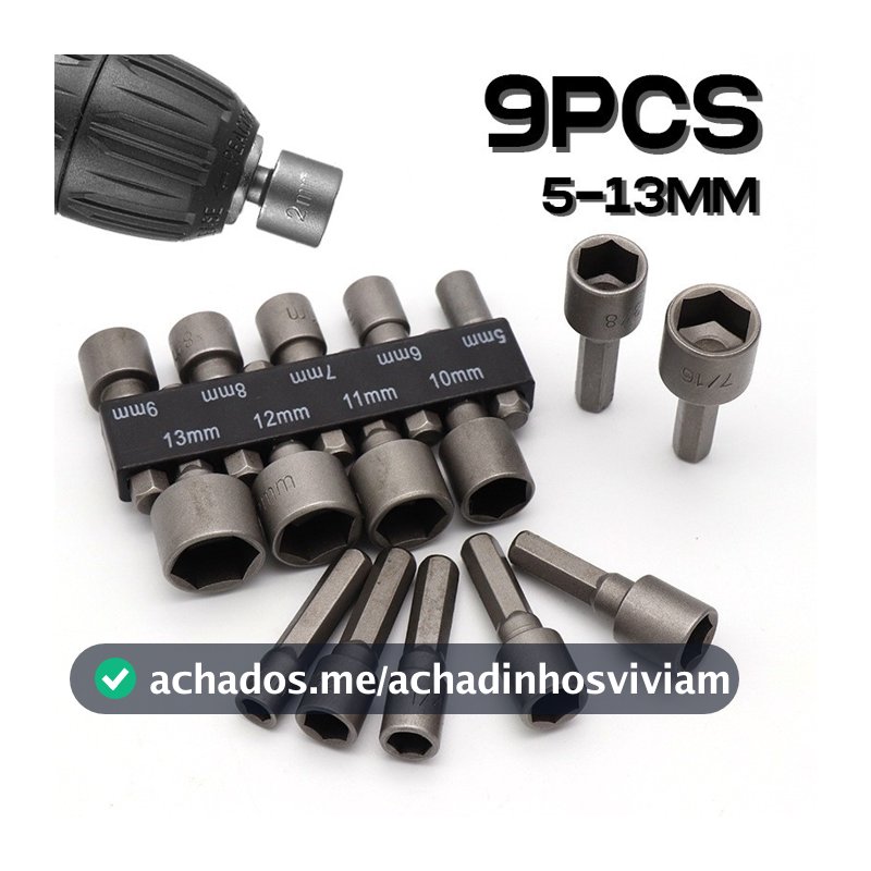 Kit de Jogo de Bits Soquete Canhão para Parafusadeira 5 A 13mm