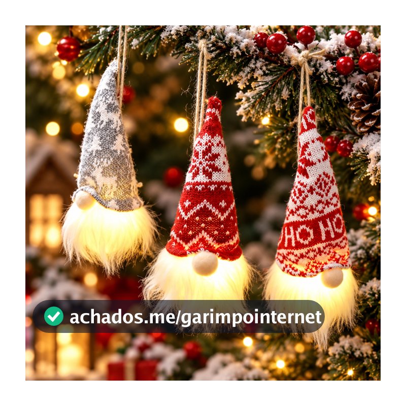 Enfeite De Natal Luminoso Boneca Gnomo Sem Rosto Com Luz LED E Pingente De Papai Noel