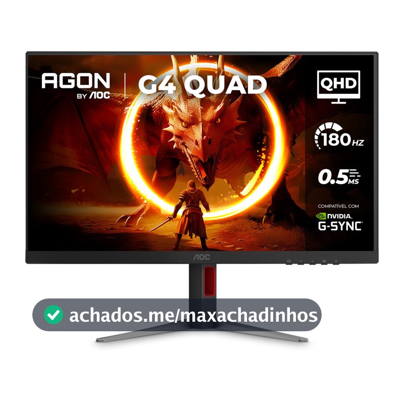 Monitor Gamer AOC AGON QUAD 27" QHD 180Hz 0,5ms IPS HDR10 Base Ajustável Q27G4F