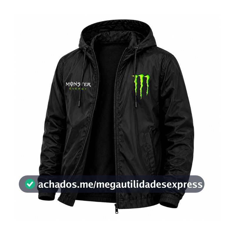 Jaqueta Corta Vento Monster Unissex Com Capuz Casual Esportivo Academia Leve Street Proteção Vento