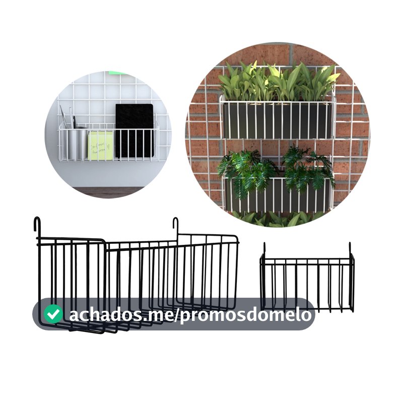 Cesto Aramado Organizador Multiuso com Gancho para Tela Aramada Memory Board Lavanderia Cozinha