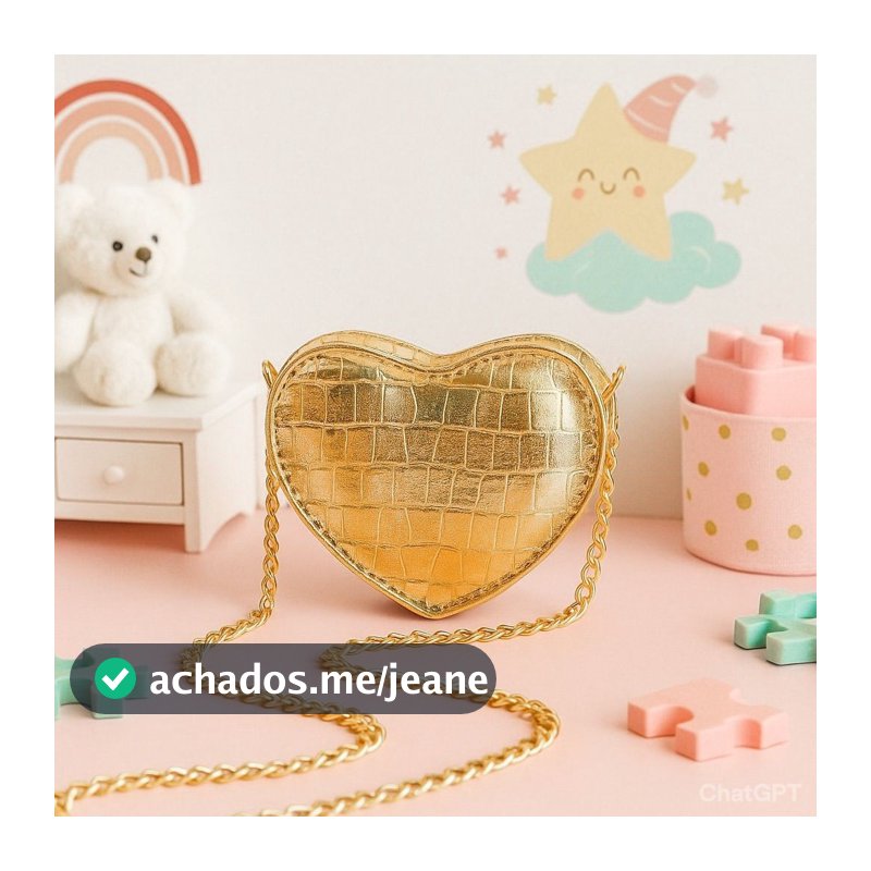 Bolsa Infantil Coração Menina Bolsinha Mini Bag Glitter