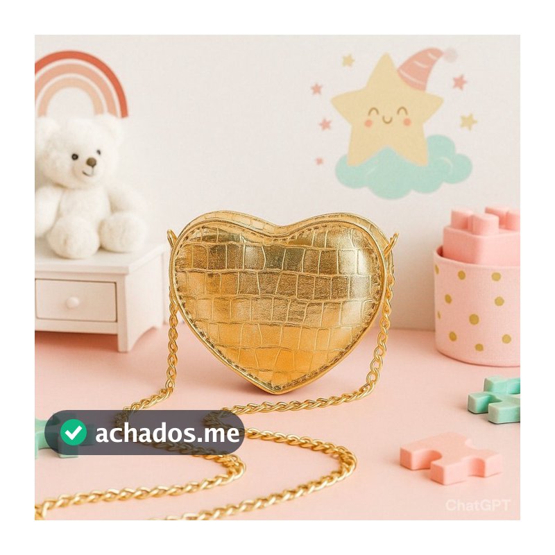 Bolsa Infantil Coração Menina Bolsinha Mini Bag Glitter