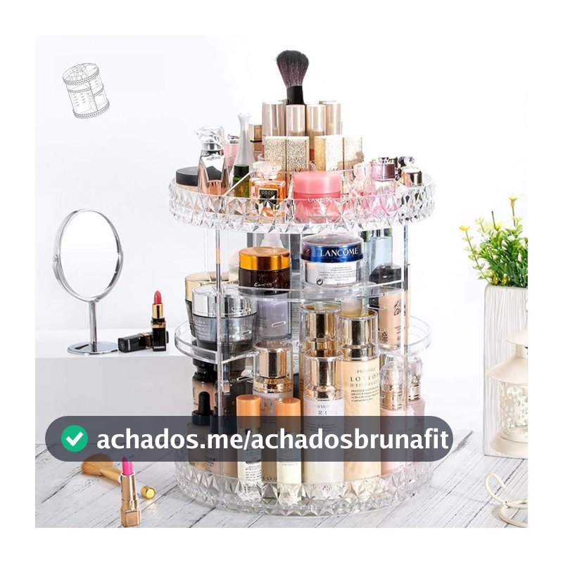 Organizador de maquiagem Giratório 360º Acrílico Suporte de Cosméticos