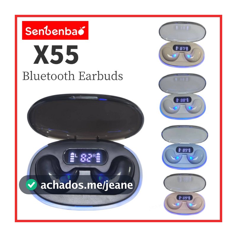 Senbenbao X55 Fones De Ouvido TWS Sono Sem Fio Bluetooth Display Led Alta Fidelidade Estéreo Cancelamento Ruído À Prova