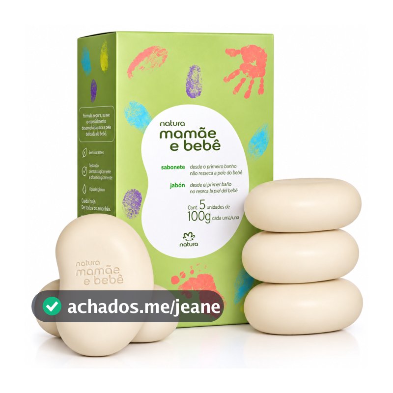 Kit 5 Sabonetes Natura Mamãe e Bebê 100g Cada – Suave para Pele do Bebê